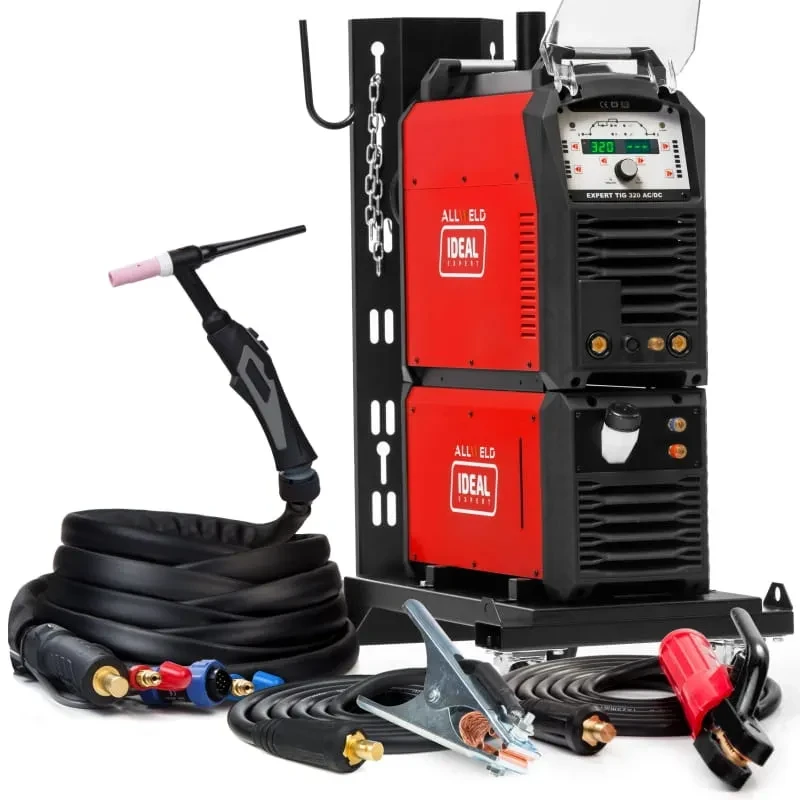 IDEAL Expert TIG 320 AC/DC Pulse mit Zubehör und Fahrgestell – komplettes Set