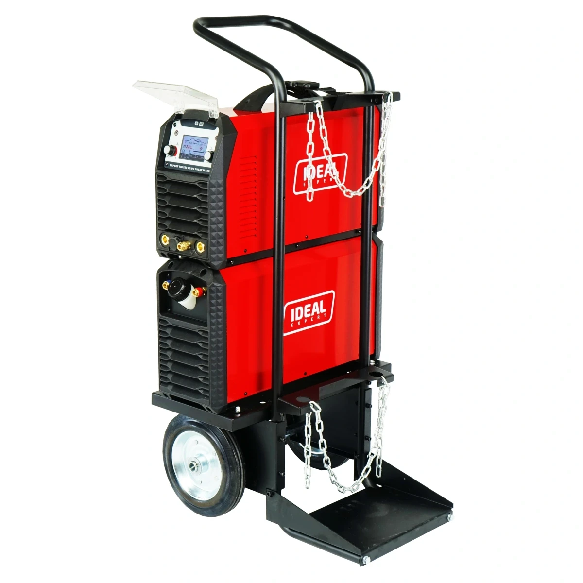IDEAL Expert TIG 220 AC/DC Pulse W LCD – Produktansicht mit Fahrgestell