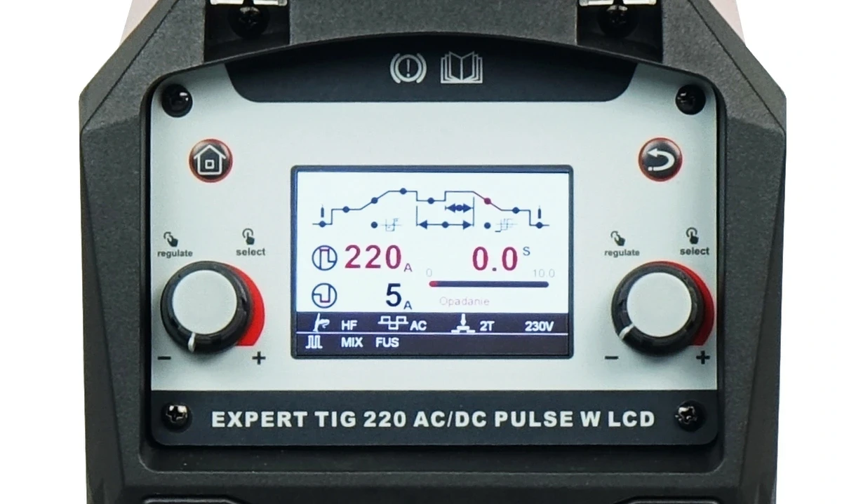 LCD-Bedienpanel des IDEAL Expert TIG 220 AC/DC Pulse W