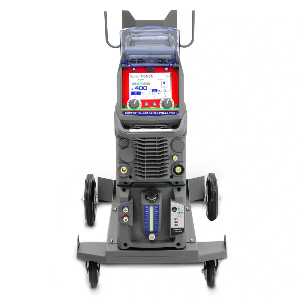 IDEAL Expert TIG 422 AC/DC Pulse Pro 7 LCD 400A mit Wasserkühler und Gasflaschenhalter
