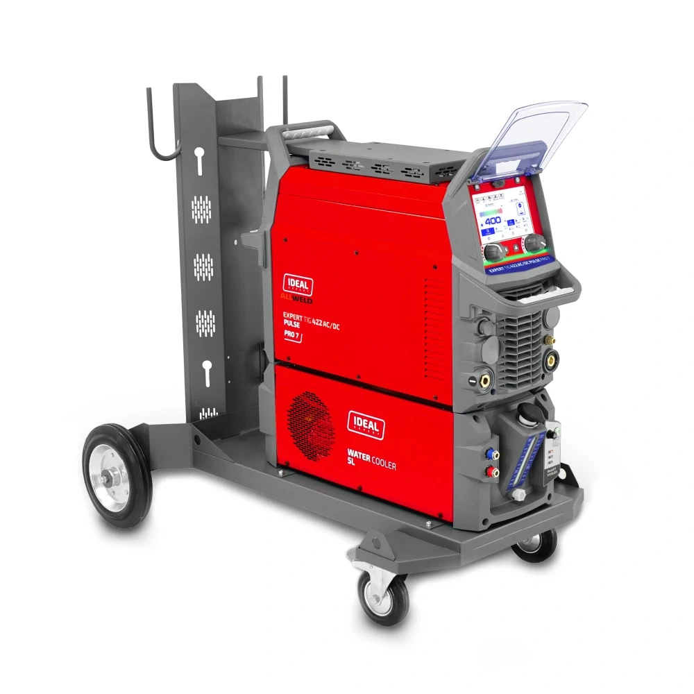 IDEAL Expert TIG 422 AC/DC Pulse Pro 7 LCD 400A mit Fahrgestell – Seitenansicht