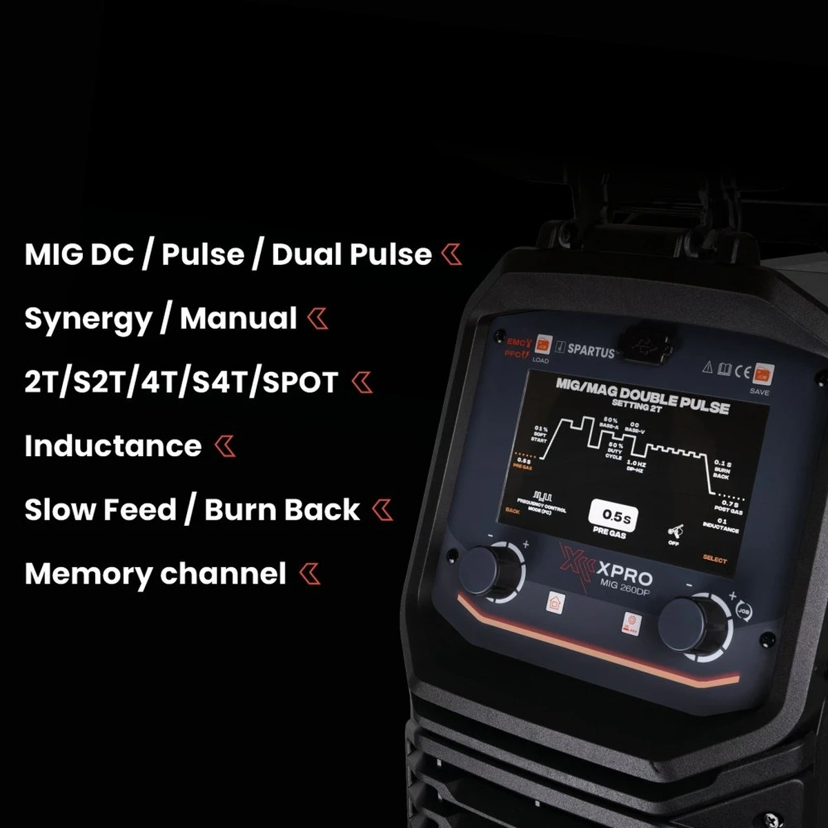 Spartus XPro MIG 260 Dual Pulse MIG/MAG - Funktionen