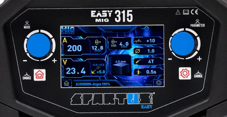 SPARTUS EasyMIG 315 MIG/MAG - Display