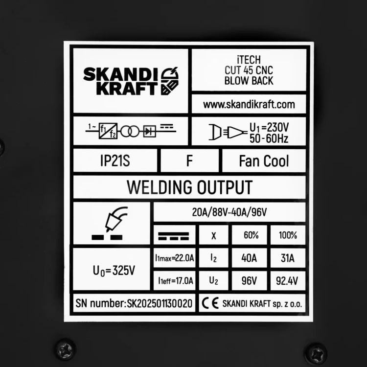 SKANDI KRAFT iTECH CUT 45 PFC - Technische Daten