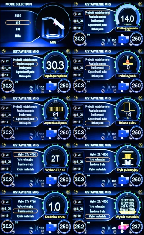 SKANDI KRAFT iTECH MIG 255 4in1 Dual Pulse - Parameter