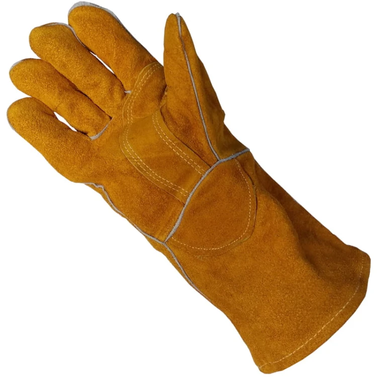 WIG/MAG MMA Schweißhandschuhe Rindspaltleder Gelb | EN 12477 Typ A Kevlar