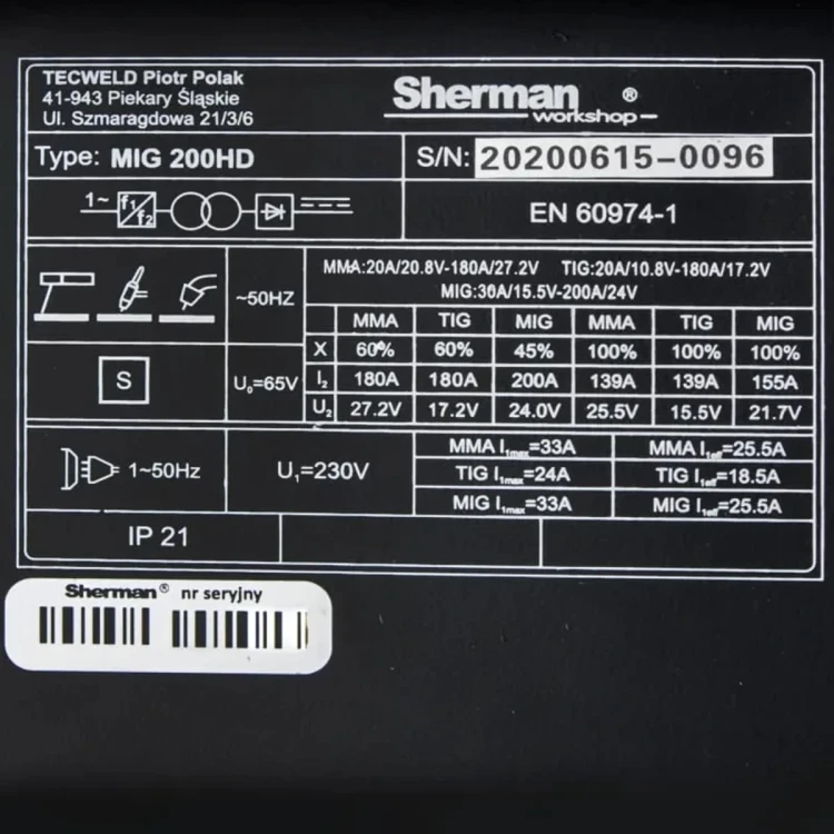 Sherman MIG 200 HD MIG/MAG Schweißgerät