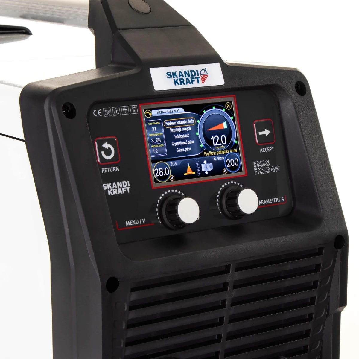 Bedienpanel des SKANDI KRAFT iTECH MIG 220