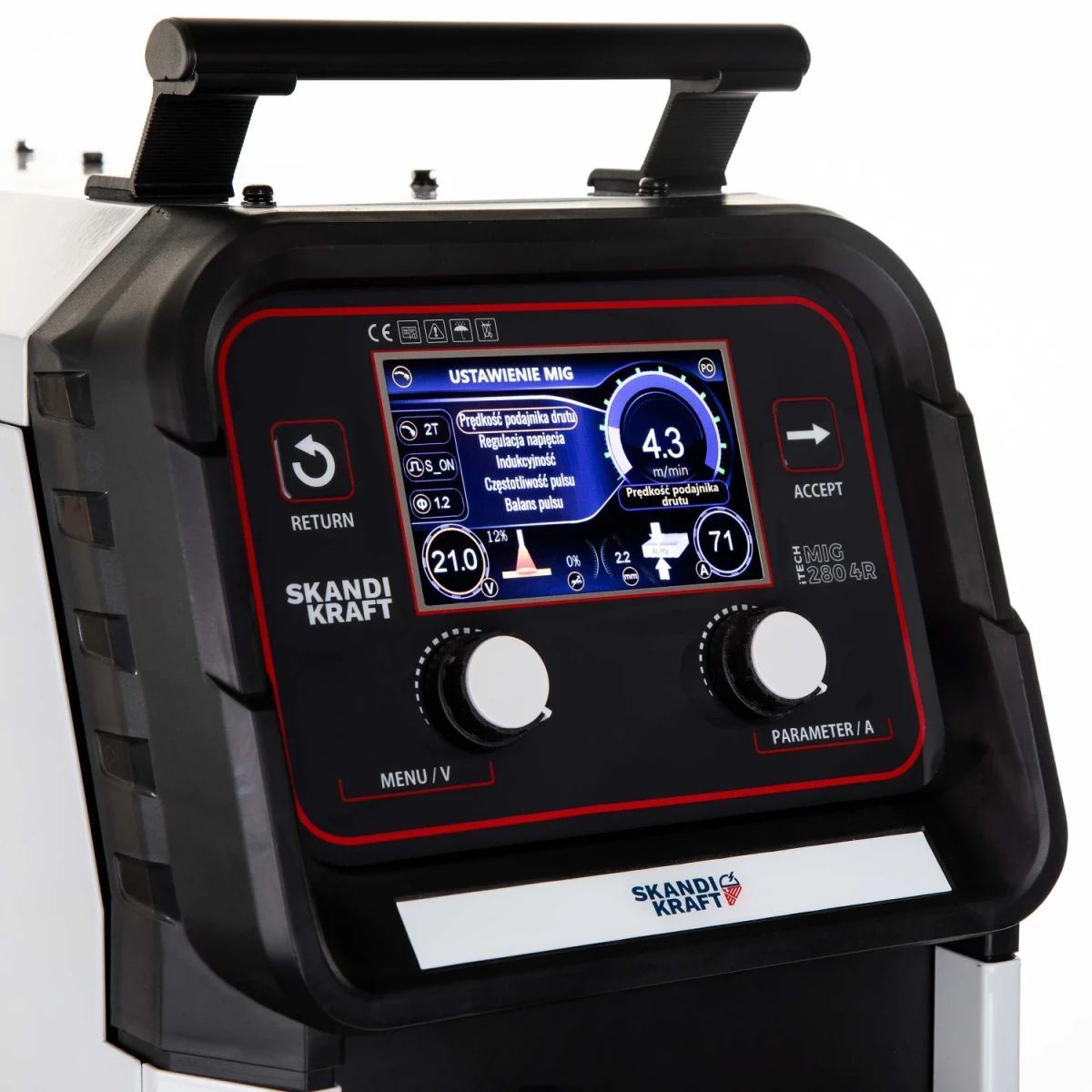 Bedienpanel des SKANDI KRAFT iTECH MIG 280 4R