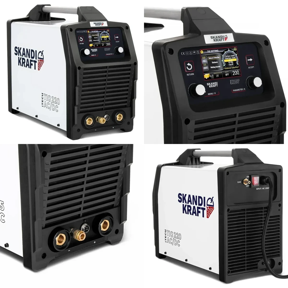Produktcollage des SKANDI KRAFT iTECH TIG 220 AC/DC