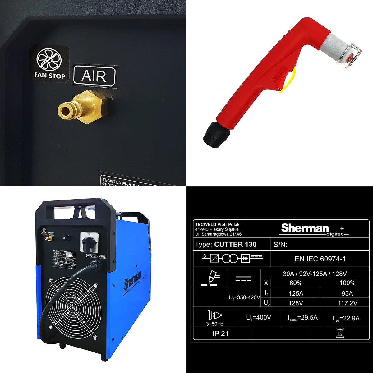 Plasmaschneiden von Stahl Aluminium Kupfer mit Sherman CUTTER 130 HF in industrieller Anwendung