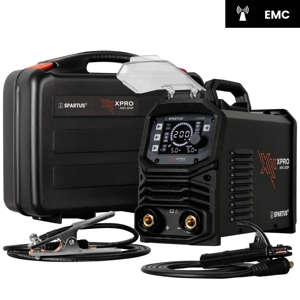 SPARTUS XPro ARC 200P Inverter Schweißgerät MMA und WIG DC mit Pulsfunktion und digitalem Display Frontansicht