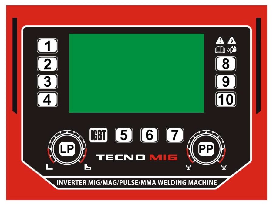Ideal TECNO MIG 286 PULSE SYNERGIC LCD - Bedienfield