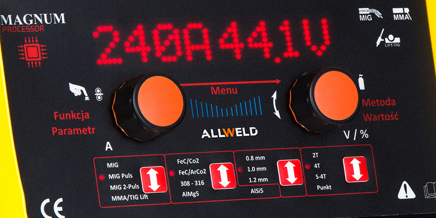 Synergie Schweißparameter Display mit LED Anzeige und Materialauswahl für MIG MAG Gerät