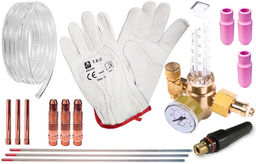 WIG DC Universal-Zubehör-Set für Edelstahl & Stahl | Komplett-Set mit Sherman Druckminderer