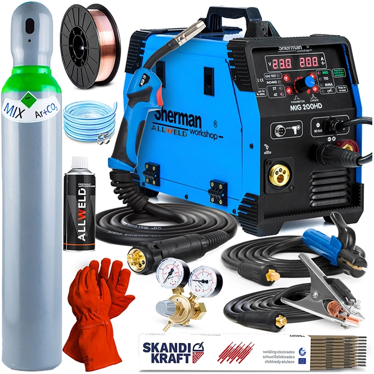 Sherman MIG 200 HD Inverter Schweißgerät mit MIG MAG MMA und WIG Lift Funktion