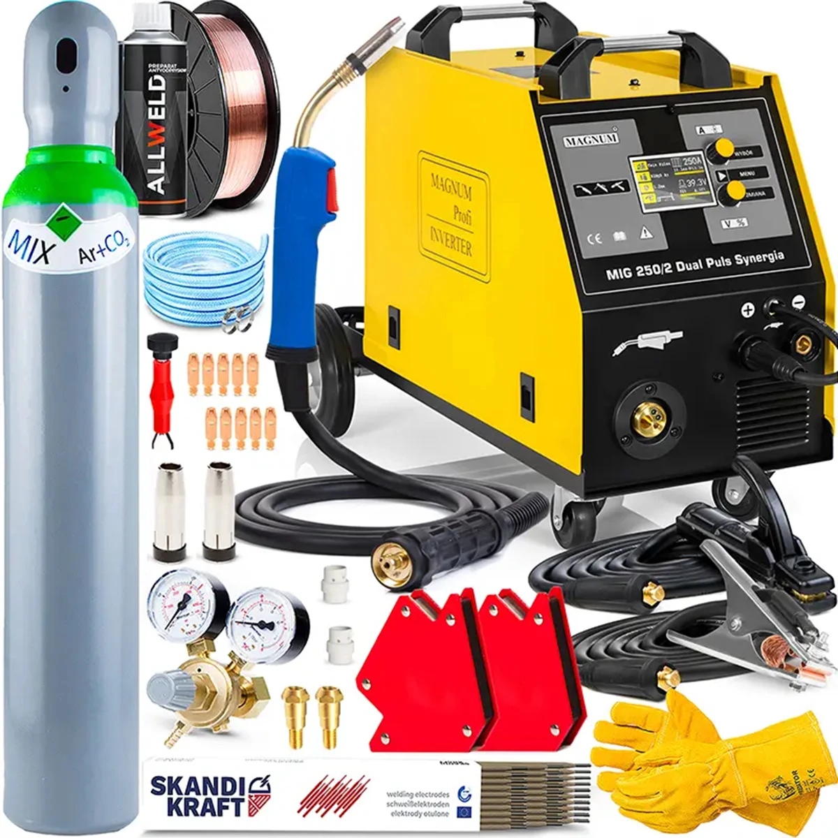 Magnum MIG 250 2 Dual Puls Synergia Inverter Schweissgeraet mit Digitalsteuerung und Synergieprogramm