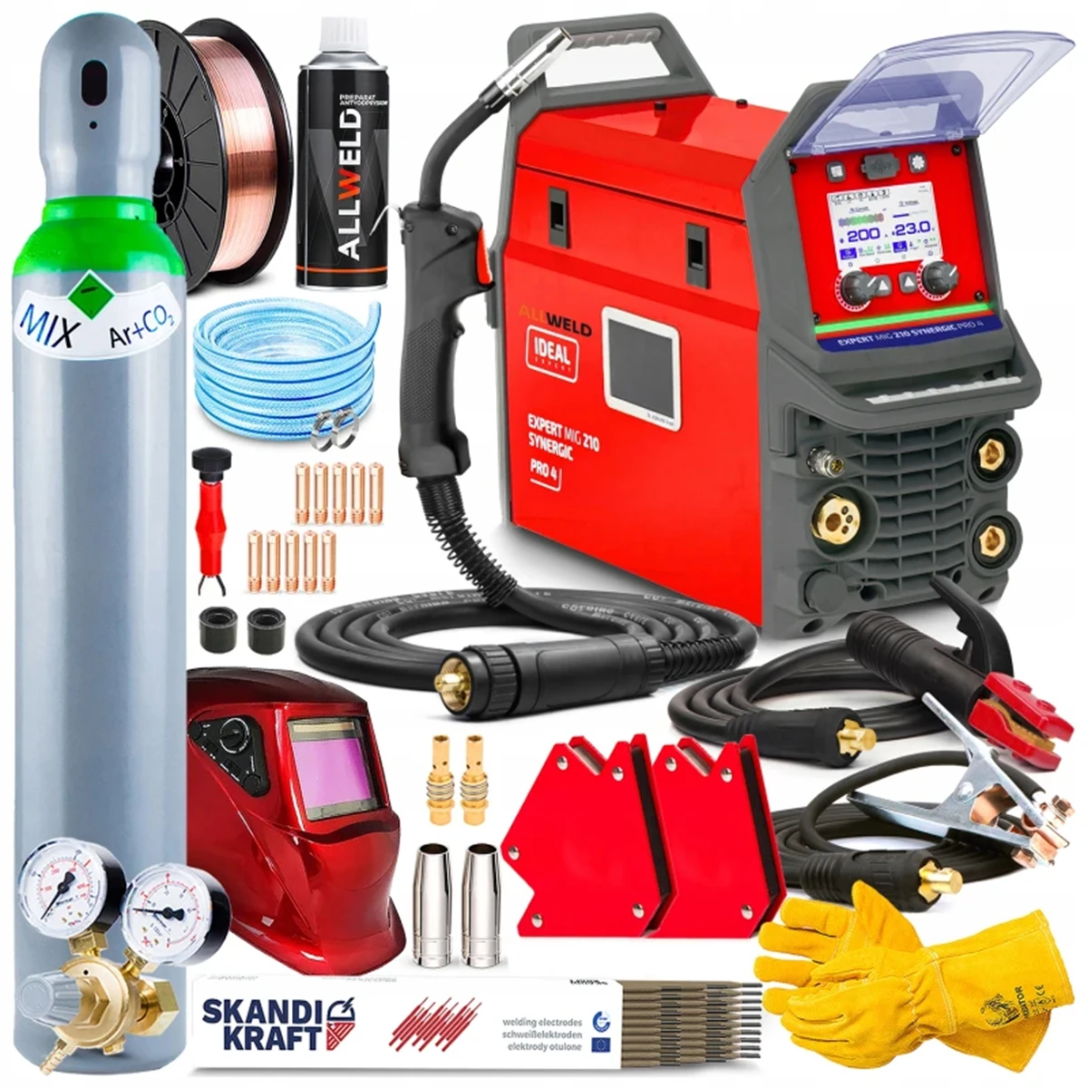 Ideal EXPERT MIG 210 SYNERGIC Pro4 LCD Multiprozess-Schweissgeraet - Hersteller-Set 
