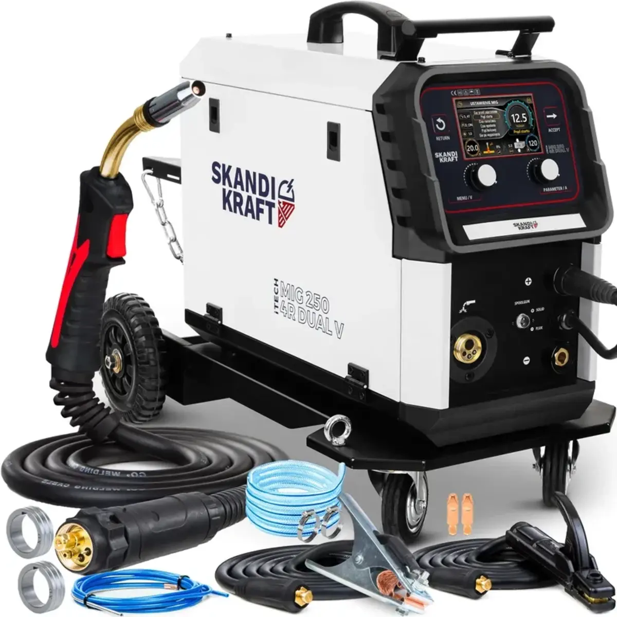 SKANDI KRAFT iTECH MIG 250 4R DUAL V 3-in-1 MIG MAG Schweißgerät mit 250 A