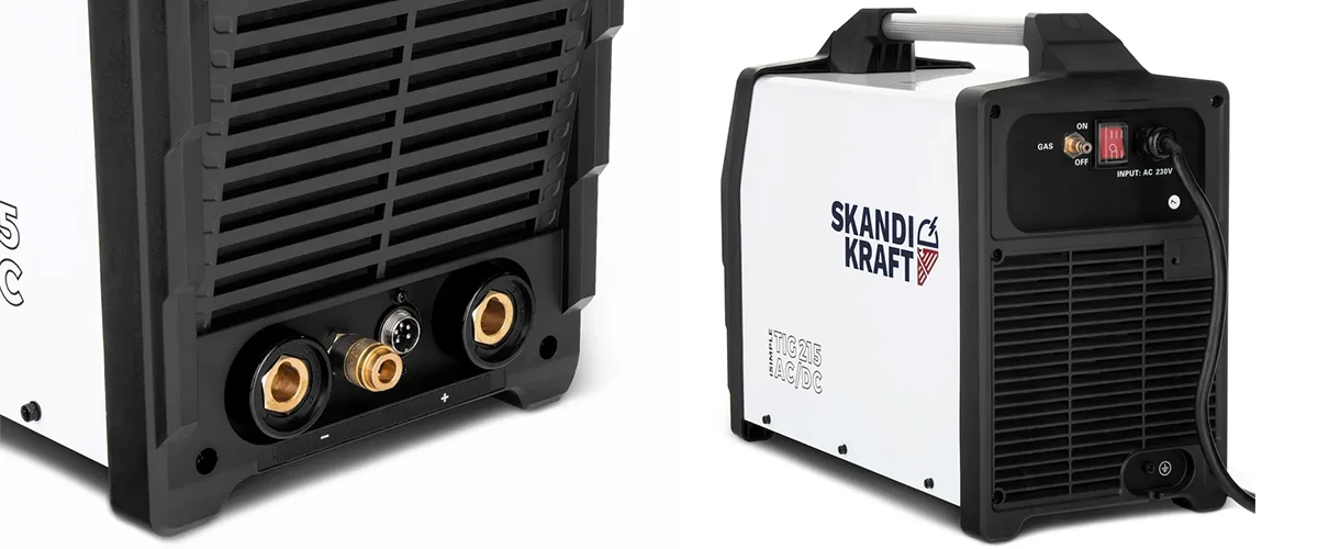 Digitales Bedienfeld mit WIG AC DC Parametereinstellungen am SKANDI KRAFT iSIMPLE TIG 215